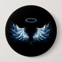 Blue Glows Angel Wings auf schwarzem Hintergrund