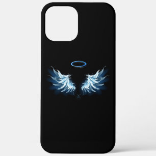 Blue Glows Angel Wings auf schwarzem Hintergrund Case-Mate iPhone Hülle