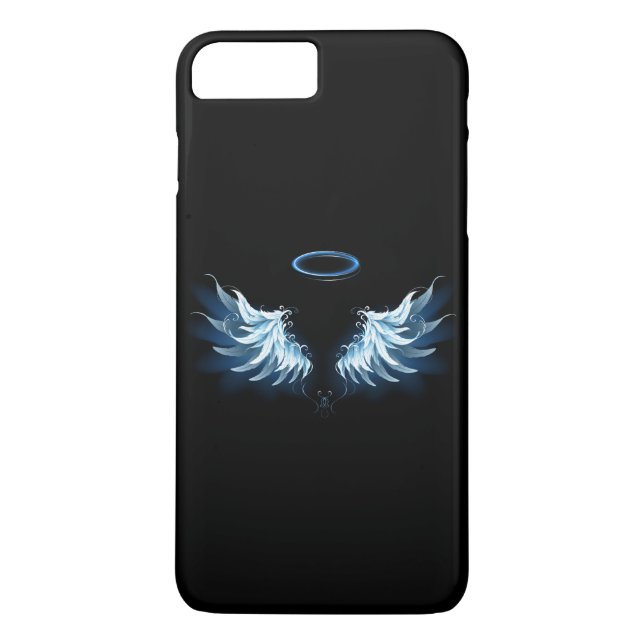 Blue Glows Angel Wings auf schwarzem Hintergrund Case-Mate iPhone Hülle (Rückseite)