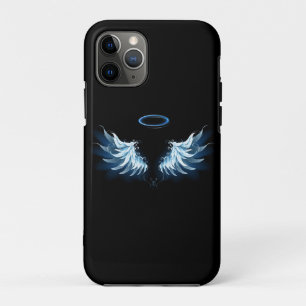 Blue Glows Angel Wings auf schwarzem Hintergrund Case-Mate iPhone Hülle