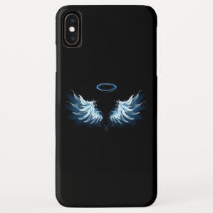 Blue Glows Angel Wings auf schwarzem Hintergrund Case-Mate iPhone Hülle