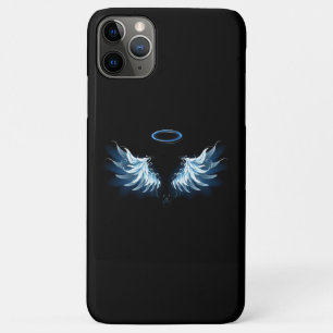 Blue Glows Angel Wings auf schwarzem Hintergrund Case-Mate iPhone Hülle