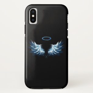 Blue Glows Angel Wings auf schwarzem Hintergrund Case-Mate iPhone Hülle