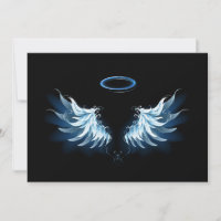 Blue Glows Angel Wings auf schwarzem Hintergrund