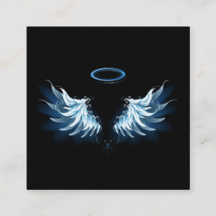 Blue Glows Angel Wings auf schwarzem Hintergrund Empfehlungskarte