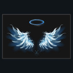 Blue Glows Angel Wings auf schwarzem Hintergrund Flyer<br><div class="desc">Helle, künstlerische, blaue Engelsflügel auf schwarzem Hintergrund. Engel Flügel.</div>