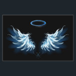 Blue Glows Angel Wings auf schwarzem Hintergrund Flyer<br><div class="desc">Helle,  künstlerische,  blaue Engelsflügel auf schwarzem Hintergrund. Engel Flügel.</div>