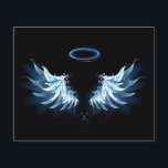 Blue Glows Angel Wings auf schwarzem Hintergrund Flyer<br><div class="desc">Helle,  künstlerische,  blaue Engelsflügel auf schwarzem Hintergrund. Engel Flügel.</div>