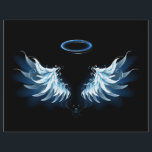 Blue Glows Angel Wings auf schwarzem Hintergrund Flyer<br><div class="desc">Helle,  künstlerische,  blaue Engelsflügel auf schwarzem Hintergrund. Engel Flügel.</div>
