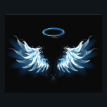 Blue Glows Angel Wings auf schwarzem Hintergrund Fotodruck<br><div class="desc">Helle,  künstlerische,  blaue Engelsflügel auf schwarzem Hintergrund. Engel Flügel.</div>