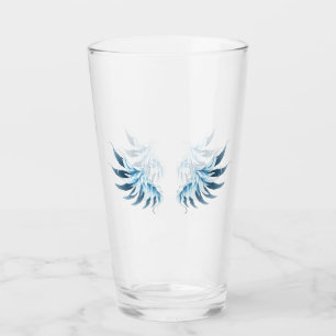 Blue Glows Angel Wings auf schwarzem Hintergrund Glas