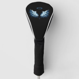 Blue Glows Angel Wings auf schwarzem Hintergrund Golf Headcover