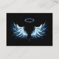 Blue Glows Angel Wings auf schwarzem Hintergrund
