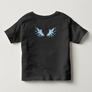 Blue Glows Angel Wings auf schwarzem Hintergrund Kleinkind T-shirt