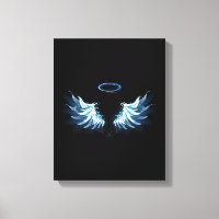 Blue Glows Angel Wings auf schwarzem Hintergrund