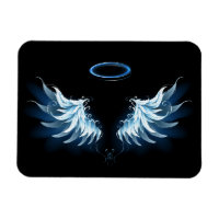 Blue Glows Angel Wings auf schwarzem Hintergrund