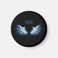 Blue Glows Angel Wings auf schwarzem Hintergrund