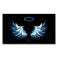 Blue Glows Angel Wings auf schwarzem Hintergrund
