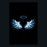Blue Glows Angel Wings auf schwarzem Hintergrund Poster<br><div class="desc">Helle,  künstlerische,  blaue Engelsflügel auf schwarzem Hintergrund. Engel Flügel.</div>