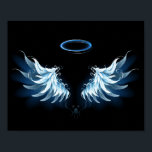 Blue Glows Angel Wings auf schwarzem Hintergrund Poster<br><div class="desc">Helle,  künstlerische,  blaue Engelsflügel auf schwarzem Hintergrund. Engel Flügel.</div>