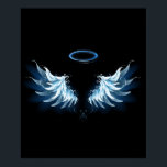 Blue Glows Angel Wings auf schwarzem Hintergrund Poster<br><div class="desc">Helle,  künstlerische,  blaue Engelsflügel auf schwarzem Hintergrund. Engel Flügel.</div>