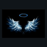 Blue Glows Angel Wings auf schwarzem Hintergrund Poster<br><div class="desc">Helle,  künstlerische,  blaue Engelsflügel auf schwarzem Hintergrund. Engel Flügel.</div>