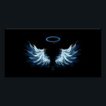Blue Glows Angel Wings auf schwarzem Hintergrund Poster<br><div class="desc">Helle,  künstlerische,  blaue Engelsflügel auf schwarzem Hintergrund. Engel Flügel.</div>