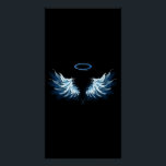 Blue Glows Angel Wings auf schwarzem Hintergrund Poster<br><div class="desc">Helle,  künstlerische,  blaue Engelsflügel auf schwarzem Hintergrund. Engel Flügel.</div>