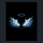 Blue Glows Angel Wings auf schwarzem Hintergrund Poster<br><div class="desc">Helle,  künstlerische,  blaue Engelsflügel auf schwarzem Hintergrund. Engel Flügel.</div>