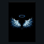 Blue Glows Angel Wings auf schwarzem Hintergrund Poster<br><div class="desc">Helle,  künstlerische,  blaue Engelsflügel auf schwarzem Hintergrund. Engel Flügel.</div>