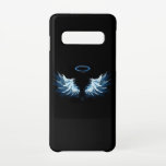 Blue Glows Angel Wings auf schwarzem Hintergrund Samsung Galaxy S10 Hülle<br><div class="desc">Helle,  künstlerische,  blaue Engelsflügel auf schwarzem Hintergrund. Engel Flügel.</div>