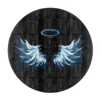 Blue Glows Angel Wings auf schwarzem Hintergrund