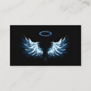 Blue Glows Angel Wings auf schwarzem Hintergrund Treuekarte