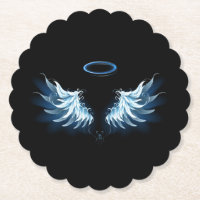 Blue Glows Angel Wings auf schwarzem Hintergrund