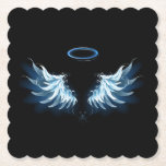 Blue Glows Angel Wings auf schwarzem Hintergrund Untersetzer<br><div class="desc">Helle, künstlerische, blaue Engelsflügel auf schwarzem Hintergrund. Engel Flügel.</div>