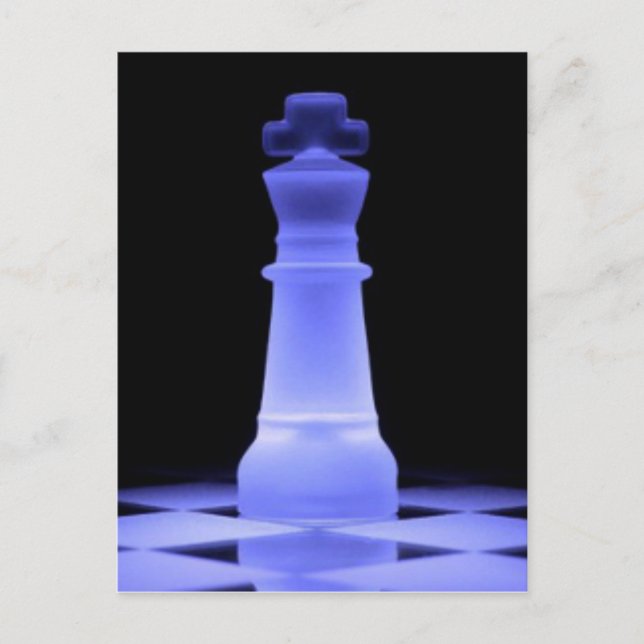 Blue Glows King Schach Piece Postkarte (Vorderseite)
