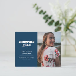 Blue Glückwunschs Grad Foto Abschluss Einladung Postkarte