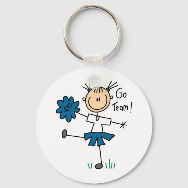 Blue Go Team Cheerleader T - Shirt und Geschenke Schlüsselanhänger (Vorderseite)