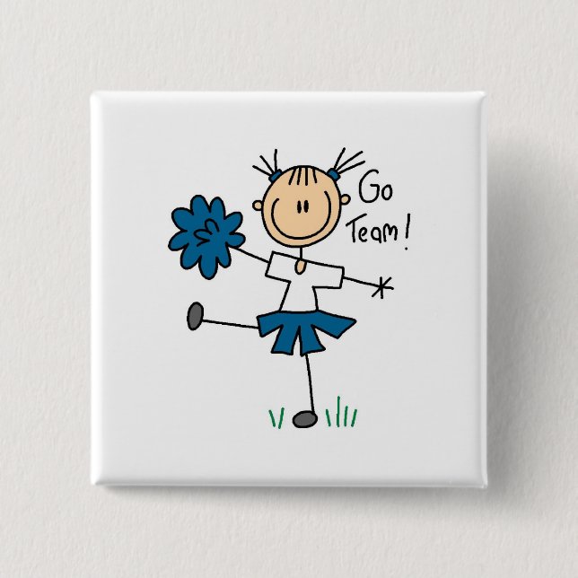 Blue Go Team Cheerleader Tshirts und Geschenke Button (Vorderseite)
