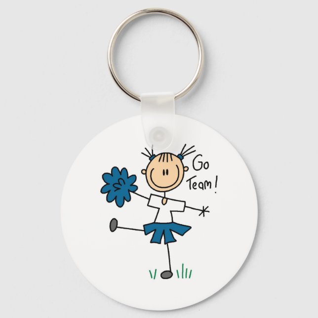 Blue Go Team Cheerleader Tshirts und Geschenke Schlüsselanhänger (Vorderseite)