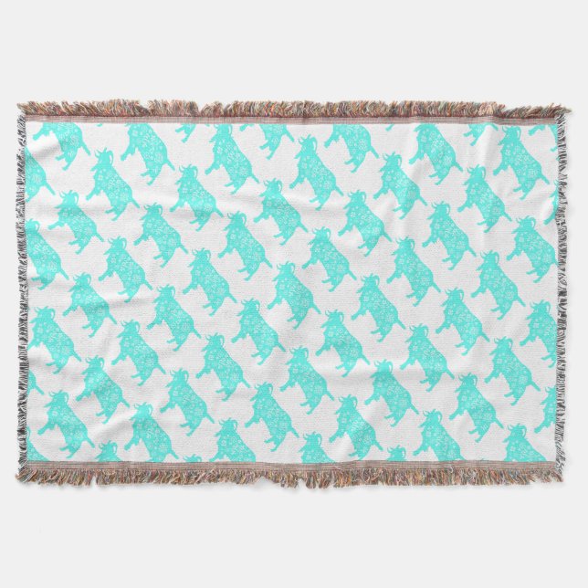 Blue Goat Chinese New Year Zodiac Throw Blanket Decke (Vorderseite)