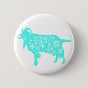 Blue Goat Vietnamese Chinesisch Jahr Zodiac Button