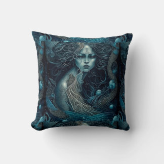 Blue Goddess Mermaid Girly Glam Kissen