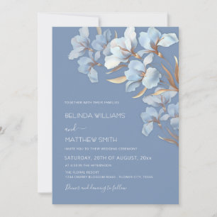 Blue Gold 3D Blumen Einladung