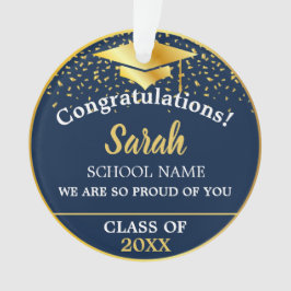Blue Gold Abschluss Class of 2025 Custom Ornament