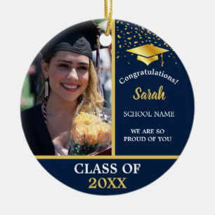 Blue Gold Abschluss Foto Class 2025 Keramik Ornament