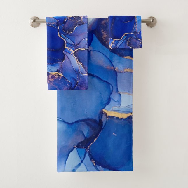 Blue Gold Abstrakt  Badhandtuch Set (Insitu)