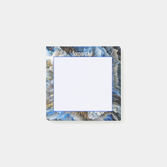 Blue Gold Abstrakte 3D-Effekt Personalisiert 3x3 Post-it Klebezettel (Vorderseite)