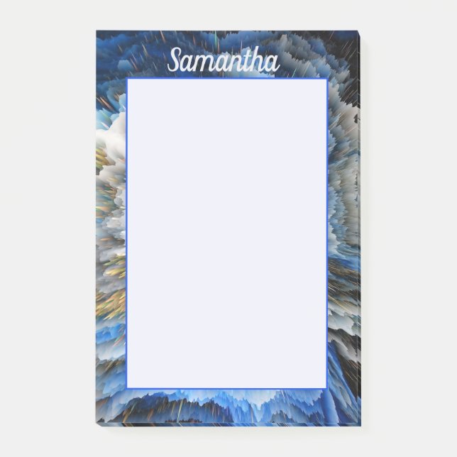 Blue Gold Abstrakte 3D-Effekt Personalisiert 4x6 Post-it Klebezettel (Vorderseite)