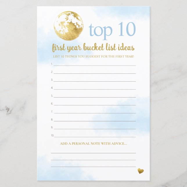 Blue Gold Advice and Bucket List Baby Showspiel (Vorderseite)